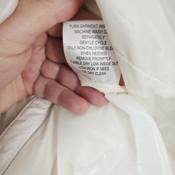 BCBG Generation Off White Black Long Puffer Parka Coat Jacket Size L - Picture 10 of 12